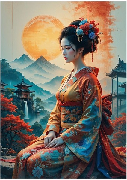 Japon Kadın Mdf Tablo