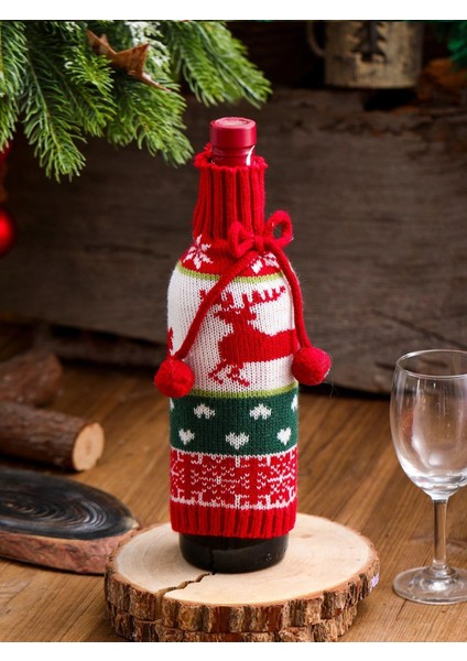 - Yılbaşı Triko Özel Tasarım Şarap Şişesi Elbisesi