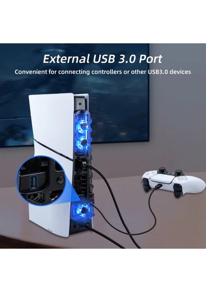 Ps5 Slim Ice Smart Cooling Fan Soğutucu Temperature Control For Playstation 5 Slim Console - Siyah