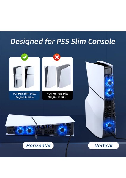 Ps5 Slim Ice Smart Cooling Fan Soğutucu Temperature Control For Playstation 5 Slim Console - Siyah