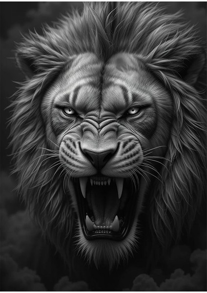 Kükreyen Aslan Ahşap Tablo