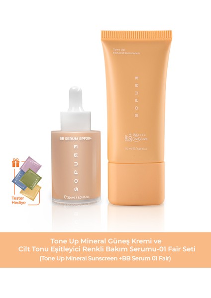 Tone Up Mineral Güneş Kremi ve Bb Serum-01 Fair Seti (Fluid Sunscreen+Bb Serum 01 Fair) (1421)