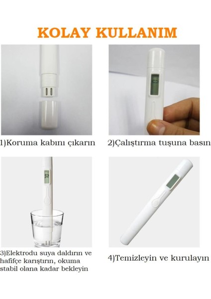 Taşınabilir LCD Su Kalite Ölçüm Cihazı, Ph ve Tds Analizi, Kolay Kullanım fırsatları