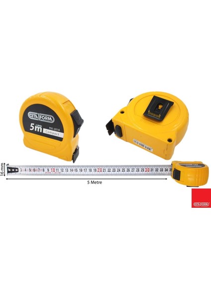 5 Metrelik, 16 mm Genişlikte Kompakt Şerit Metre, Hassas Ölçüm Sağlar. fiyatları