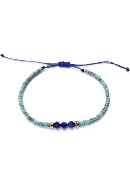 Lapis Lazuli ve Hematit Doğaltaşlı Desenli Turkuaz Rengi Miyuki Round Boncuklu Bileklik fiyatları