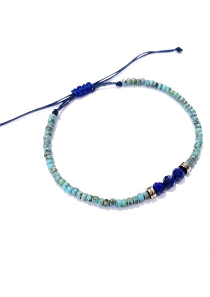 Lapis Lazuli ve Hematit Doğaltaşlı Desenli Turkuaz Rengi Miyuki Round Boncuklu Bileklik fırsatları