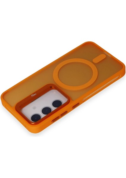 Samsung Galaxy S24 Flet Lens Magsafe Kapak - Turuncu Ferrg modelleri