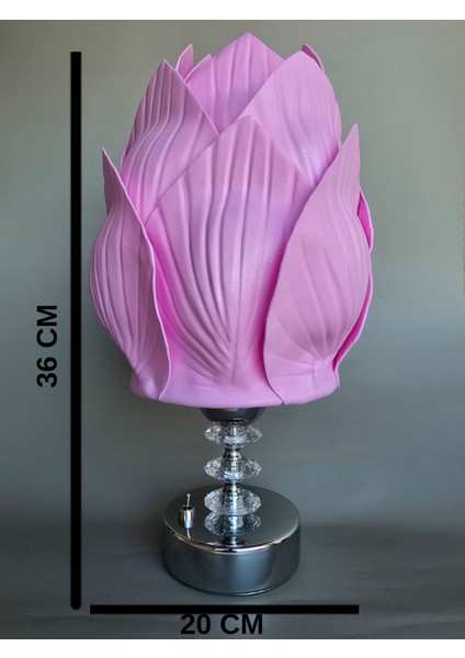 Pilli Abajur, Pilli Masa Lambası, Pilli Gece Lambası, Pembe Midye Pls.krst. Krom Ayak indirimleri