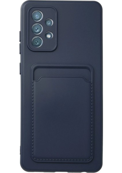 Samsung Galaxy A72 Kılıf Kelvin Kartvizitli Silikon - Lacivert Glstd