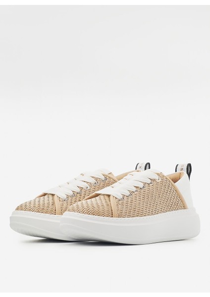 Beyaz-Bej Kadın Deri - Kumaş Sneaker ASAZWYW0431NUE fiyatları