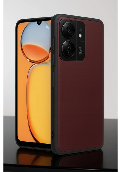 Xiaomi Redmi 13C Kılıf Aras Deri Kapak - Bordo Glstd