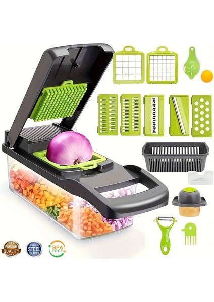 16 Parça Patates Sebze Küp Rende Doğrayıcı Dicer Mandolin Dilimleyici Jülyen Kesici Mutfak Chopper