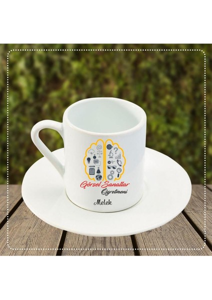 6 Tasarımlı Kişiye Özel Türk Kahvesi Fincanı Hediye, Beyaz