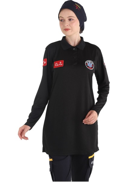 Fileli Kumaş Siyah Tesettür Tunik, Rahat ve Şık Tasarım