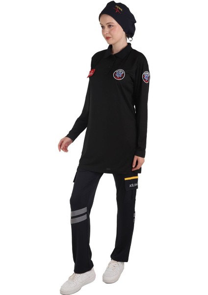 Fileli Kumaş Siyah Tesettür Tunik, Rahat ve Şık Tasarım fırsatları