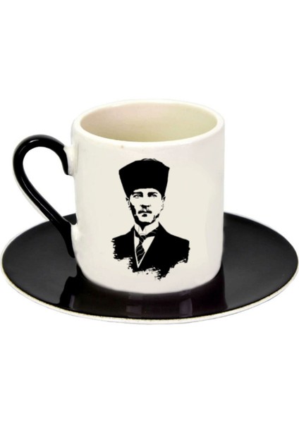 Renkli Atatürk Temalı Siyah Kulplu Kahve Fincanı, Şık ve Benzersiz Tasarım fiyatları
