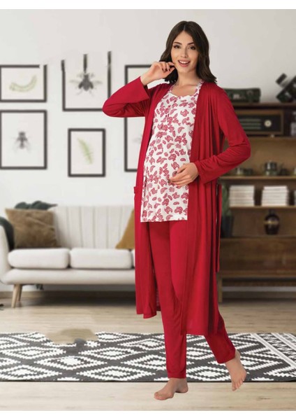 Dvina Effortt Lohusa Sabahlıklı Pijama Takımı Fuşya - 8014