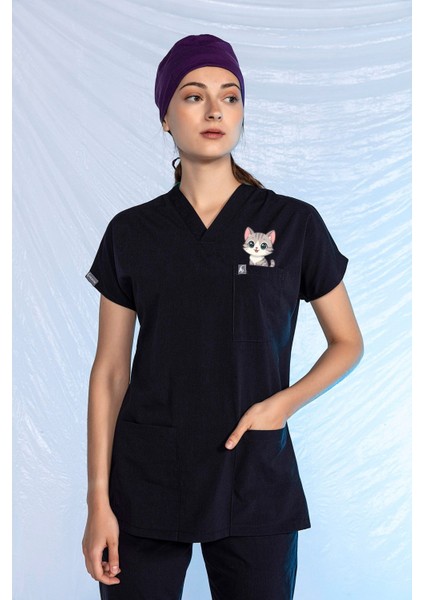 Lacivert Unisex Veteriner Forması Tüy Tutmaz Sıvı Itici Baskılı Takım fiyatları