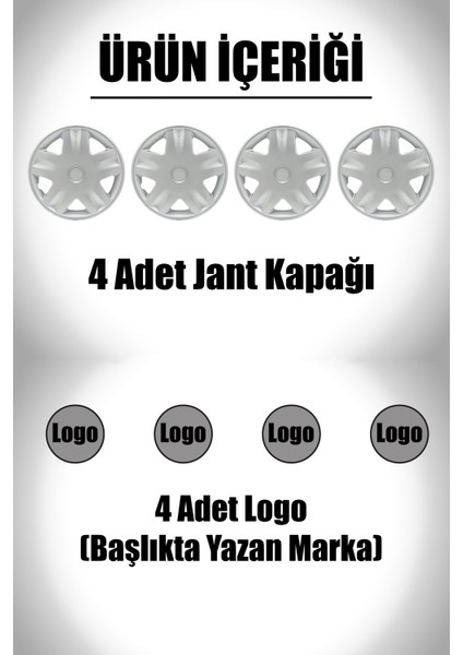 Citroen Nemo Saxo 14" Inç Uyumlu 4 Adet 1 Takım Gri Kırılmaz Esnek Jant Kapağı 018 fiyatları