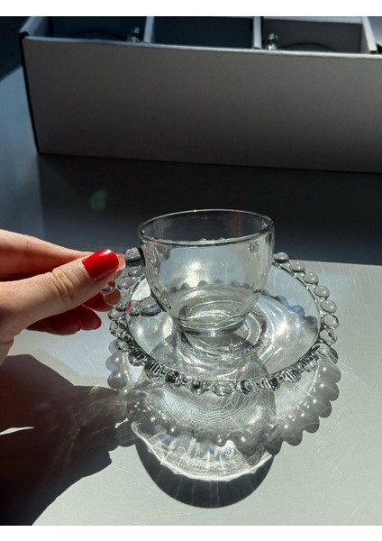 12 Parça Kristal Taşlı Cam Kahve Fincanı Takımı, 6 Kişilik, Şık ve Zarif Tasarım indirimleri