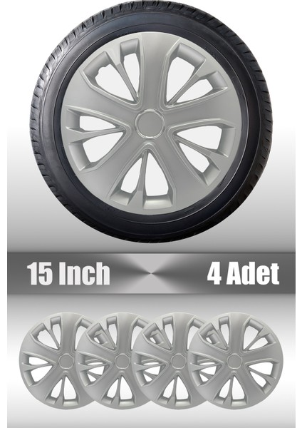 Volkswagen Caddy Touran 15" Inç Uyumlu 4 Adet 1 Takım Gri Kırılmaz Esnek Jant Kapağı 029