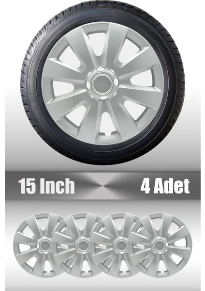 Volkswagen Caddy Touran 15" Inç Uyumlu 4 Adet 1 Takım Gri Kırılmaz Esnek Jant Kapağı 004