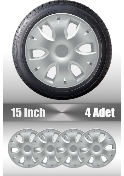Fiat Palio Albea Linea 15" Inç Uyumlu 4 Adet 1 Takım Gri Kırılmaz Esnek Jant Kapağı 021