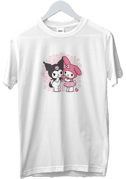 Kız Çocuk Lilo Sticth Iıı Baskılı Beyaz Siyah Gri Tshirt 5 6 7 8 9 10 11 12 13 14 Yaş