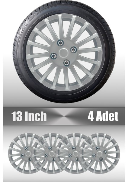 Fiat Doblo Fiorino 13" Inç Uyumlu 4 Adet 1 Takım Gri Kırılmaz Esnek Jant Kapağı 016