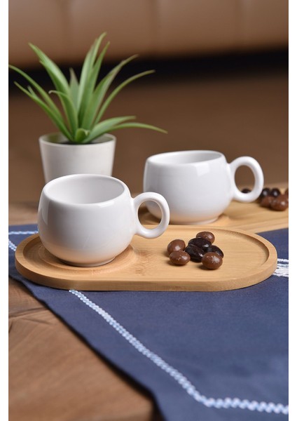 Bambu Sunum Tabaklı 2'li Kahve Fincanı Seti, Şık ve Kullanışlı Tasarım fiyatları