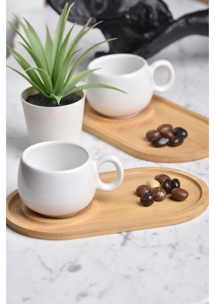 Bambu Sunum Tabaklı 2'li Kahve Fincanı Seti, Şık ve Kullanışlı Tasarım modelleri