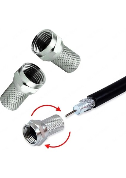 F Konnektör Rg6 U4 Uydu Anten Kablosu Jakı Standart 18 mm (Gümüş) 100'lü Paket fırsatları