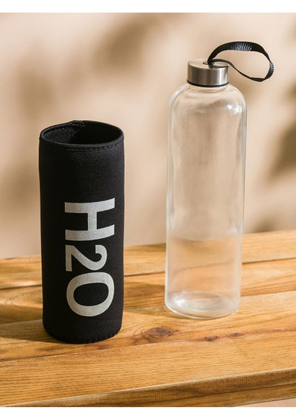 H2O Siyah Kılıflı Cam Matara 600 ml fiyatları
