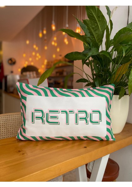 Retro Yazılı Dekoratif Çift Taraflı Süet Kırlent Kılıfı - Retro Kırlent Kılıfı - 30X50CM