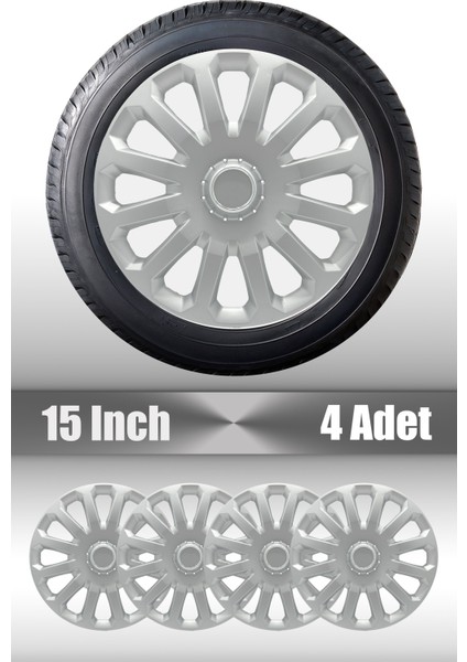 Hyundai Accent Era Elentra 15" Inç Uyumlu 4 Adet 1 Takım Gri Kırılmaz Esnek Jant Kapağı 012