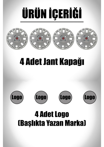 Fiat Punto Doblo Linea Fiorino 15" Inç Uyumlu 4 Adet 1 Takım Gri Kırılmaz Esnek Jant Kapağı 013 fiyatları