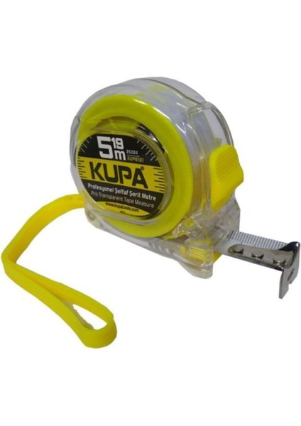 Şeffaf Şerit Metre 5mt x 19MM, Hassas Ölçüm ve Kullanım Kolaylığı Sağlar