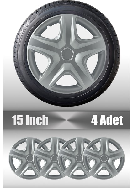 Volkswagen Caddy Touran 15" Inç Uyumlu 4 Adet 1 Takım Gri Kırılmaz Esnek Jant Kapağı 001