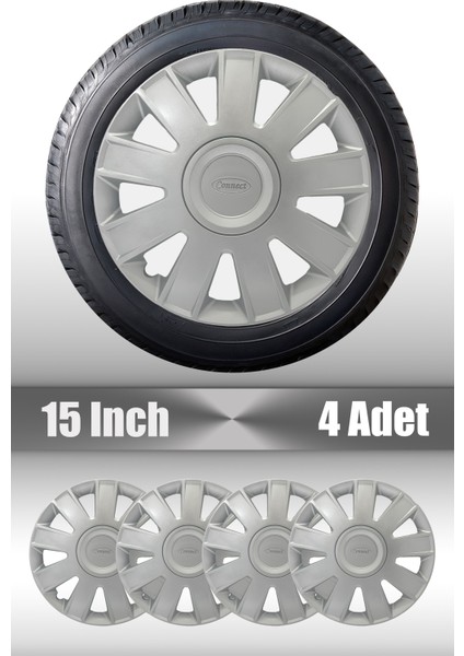 Ford Connect 15" Inç Uyumlu 4 Adet 1 Takım Gri Kırılmaz Esnek Jant Kapağı 008