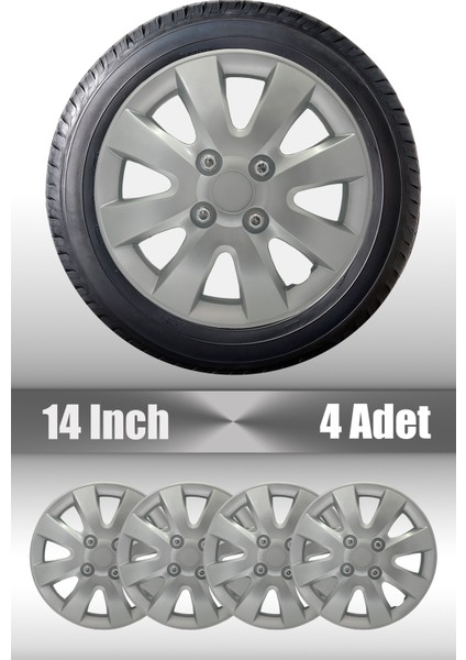 Ford Courier Connect 14" Inç Uyumlu 4 Adet 1 Takım Gri Kırılmaz Esnek Jant Kapağı 002