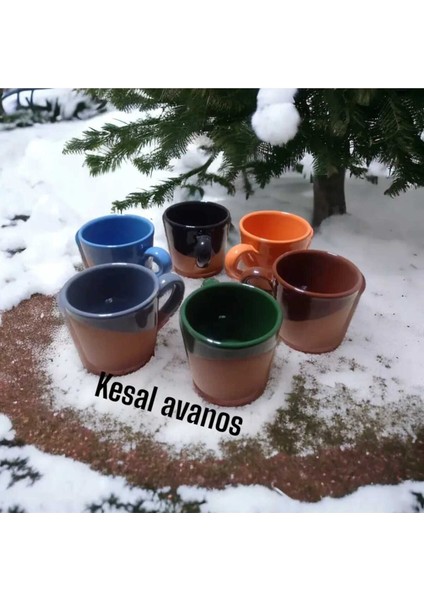 Renkli Toprak Kahve Fincan Takımı, Şık ve Doğal Tasarım, Ev ve Ofis Için Ideal Seçenek