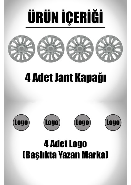 Fiat Tipo Marea Siena 15" Inç Uyumlu 4 Adet 1 Takım Gri Kırılmaz Esnek Jant Kapağı 010 fiyatları