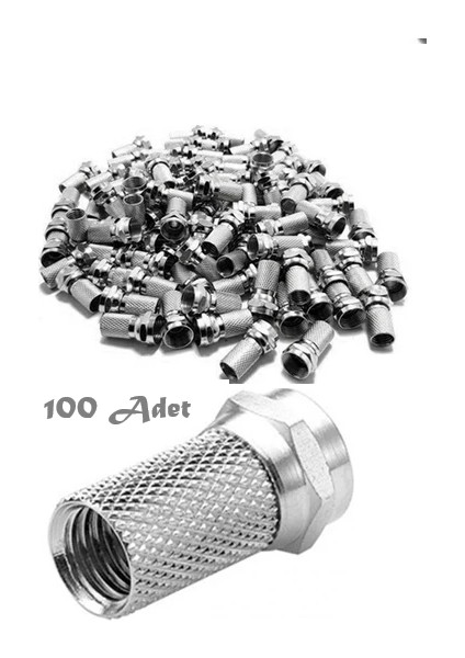 F Konnektör Rg6 U4 Uydu Anten Kablosu Jakı Standart 18 mm (Gümüş) 100'lü Paket