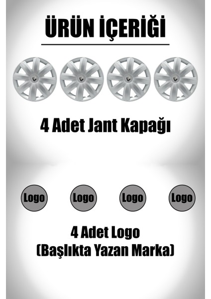 Renault Kangoo Trafic Modus 14" Inç Uyumlu 4 Adet 1 Takım Gri Kırılmaz Esnek Jant Kapağı 025 fiyatları