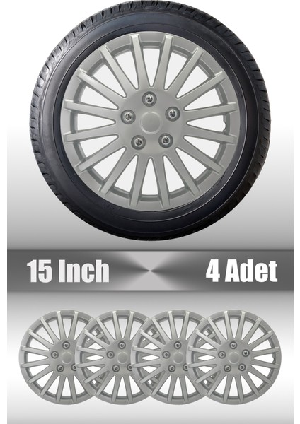 Ford Transit Mondeo 15" Inç Uyumlu 4 Adet 1 Takım Gri Kırılmaz Esnek Jant Kapağı 016