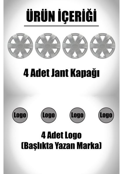 Dacia Logan Duster Dokker 15" Inç Uyumlu 4 Adet 1 Takım Gri Kırılmaz Esnek Jant Kapağı 030 fiyatları