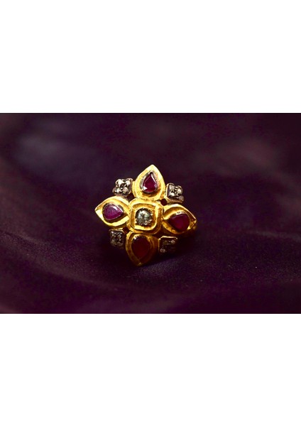 Yakut ve Elmas Gümüş Yüzük