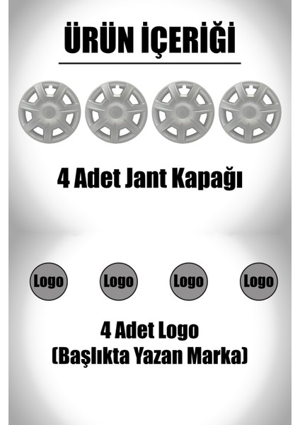 Toyota Yaris Auris Verso 15" Inç Uyumlu 4 Adet 1 Takım Gri Kırılmaz Esnek Jant Kapağı 025 fiyatları