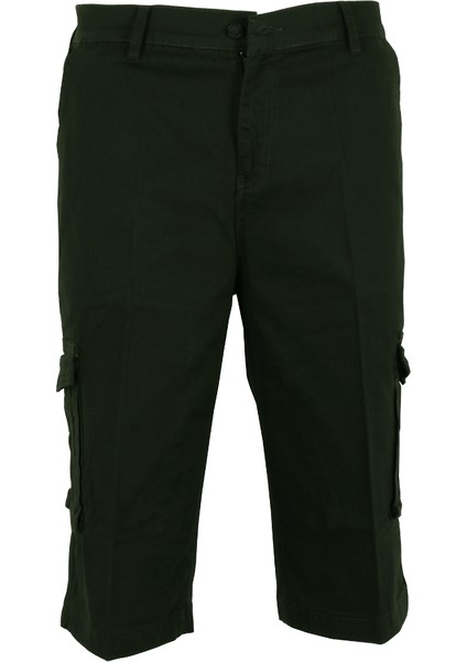 Erkek Keten Kapri Kargo Cep Bermuda Regular RAR01353