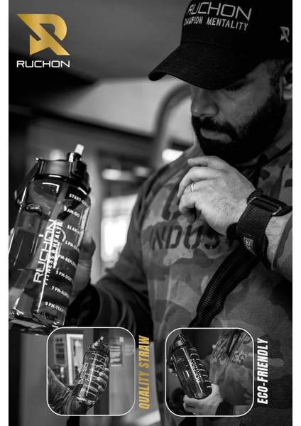 Ruchon Sporcu Matara - Motivasyon Yazılı Büyük Suluk - Tritan Malzeme Bpa Free - Fitness & Günlük Kullanım fırsatları
